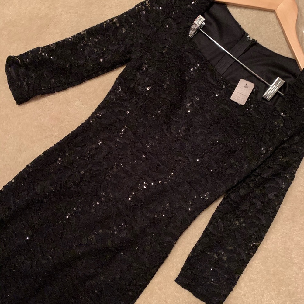 Black dress large light sequins elegant dress